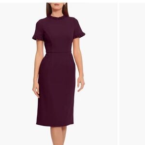 Maggy London dress Ruffle Sheath Dress Luxe Plum Size 6 with pockets